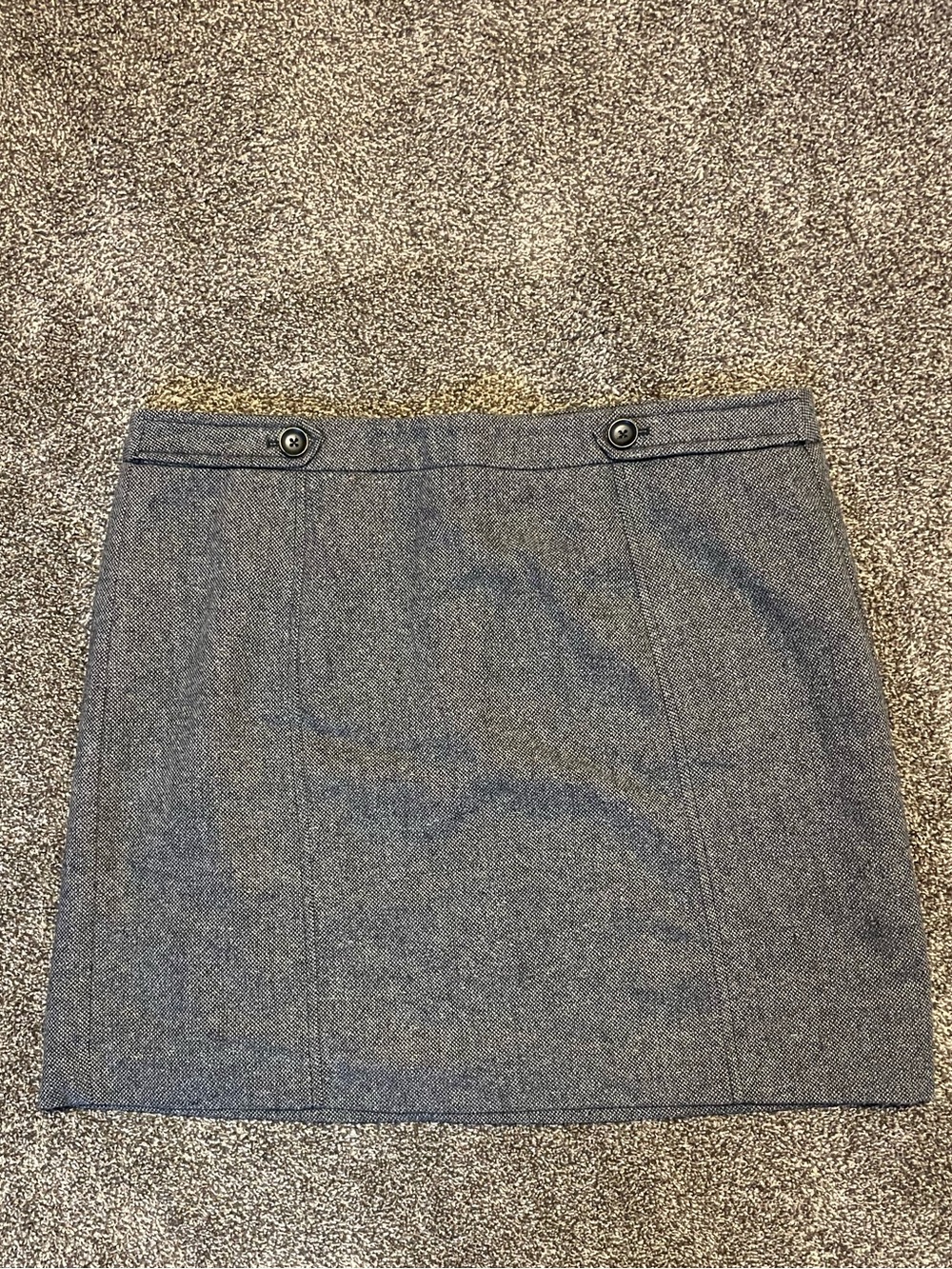 LOFT Gray Mini Skirt with Button Waist Detail